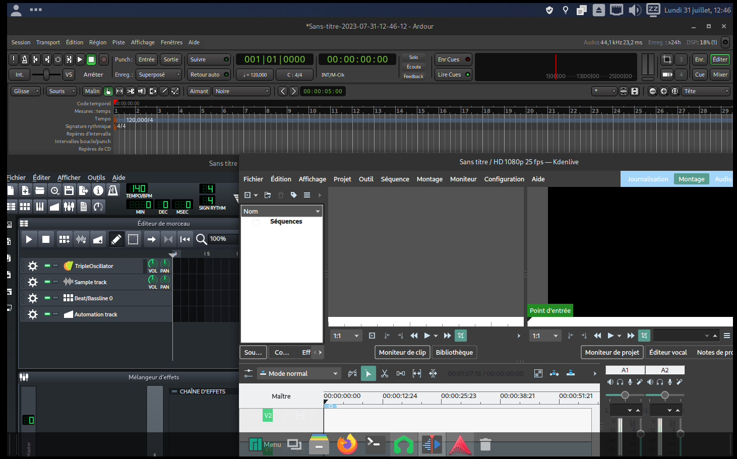 Image représentant un logiciel de montage audio , un séquenceur audio et un logiciel de montage video