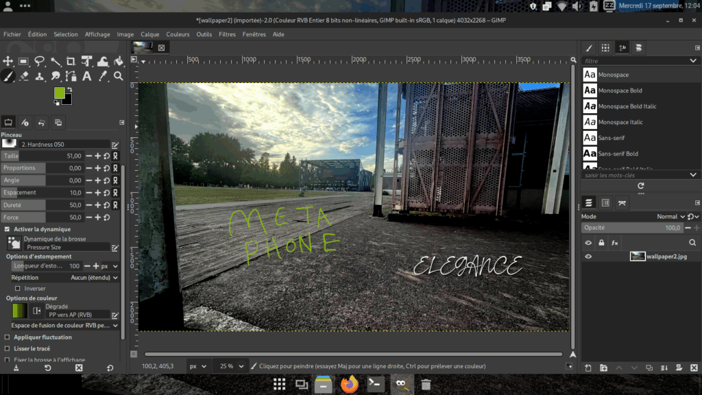 tester la brosse sur gimp