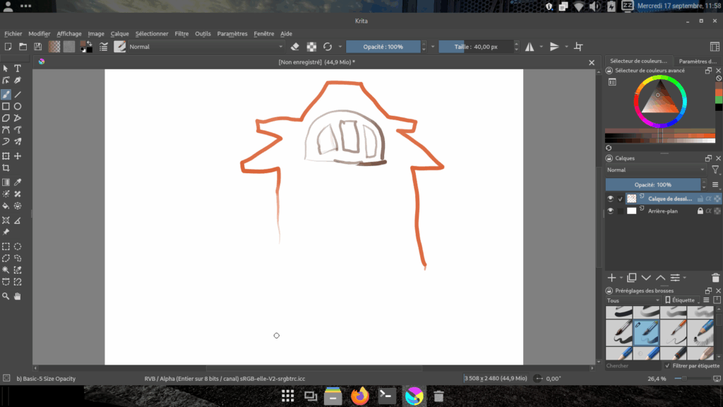 les niveaux de pression sur krita