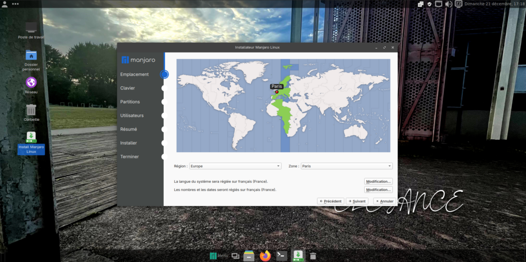 Reglages du fuseau horaire de l'installateur